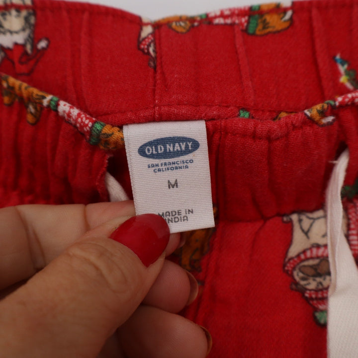 Old Navy Red Cotton Holiday Dog Print Pajama Pants Medium Christmas Loungewear