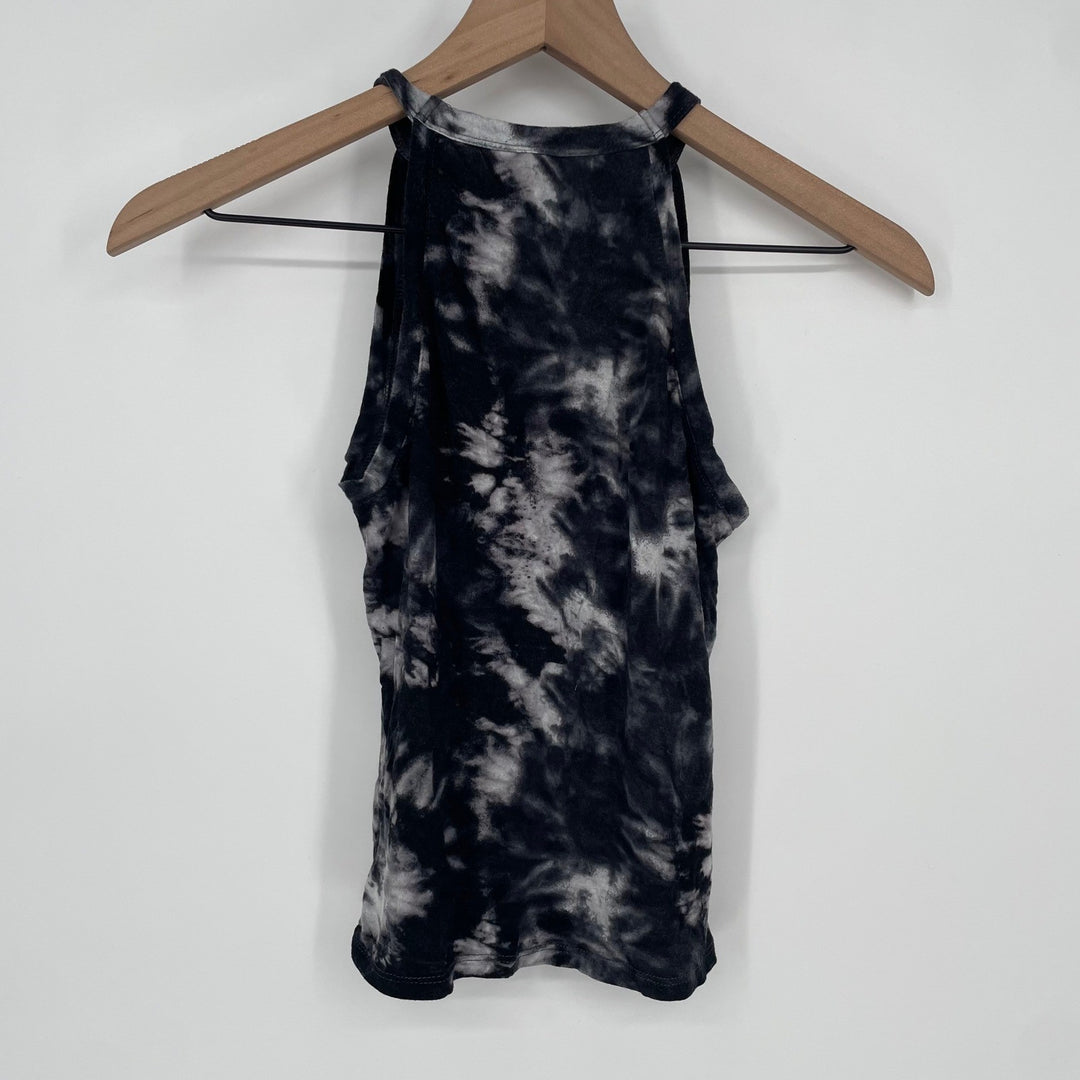 Mudd Tie Dye Halter Tank Top Black White Size S Rayon Spandex
