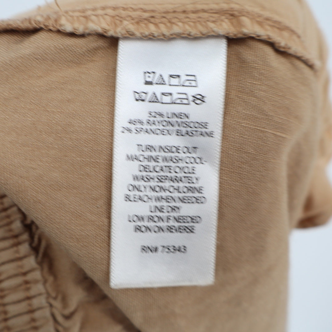 Halston Womens Tan Linen Blend Wide Leg Cropped Pants Size S Khaki DVA 963