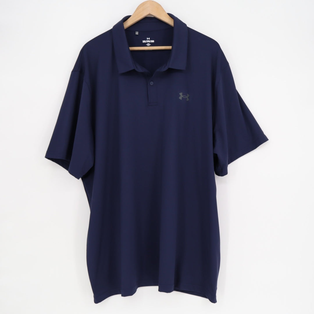 Under Armour Polo Shirt Mens 3XL Navy Stretch Short Sleeve Golf Performance