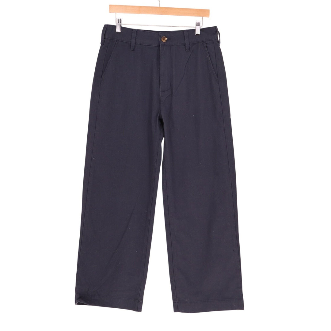 American Giant Ankle Pants Womens 12 Navy Cotton Stretch High Rise Wide Leg