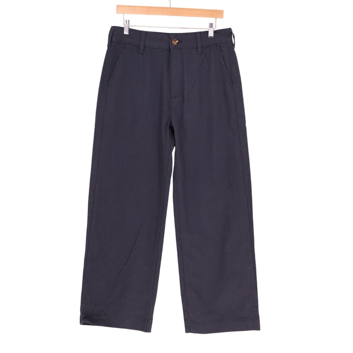 American Giant Ankle Pants Womens 12 Navy Cotton Stretch High Rise Wide Leg