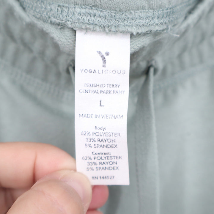 Yogalicious Central Park Brushed Terry Wide Leg Pants Sage Green Large