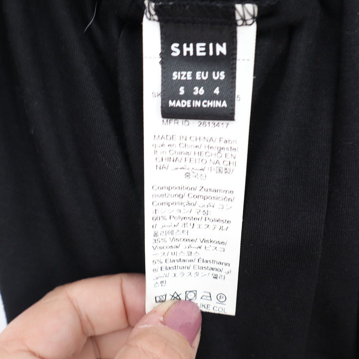 Shein Womens Black One Shoulder Wide Leg Jumpsuit Size Small Solid Tie