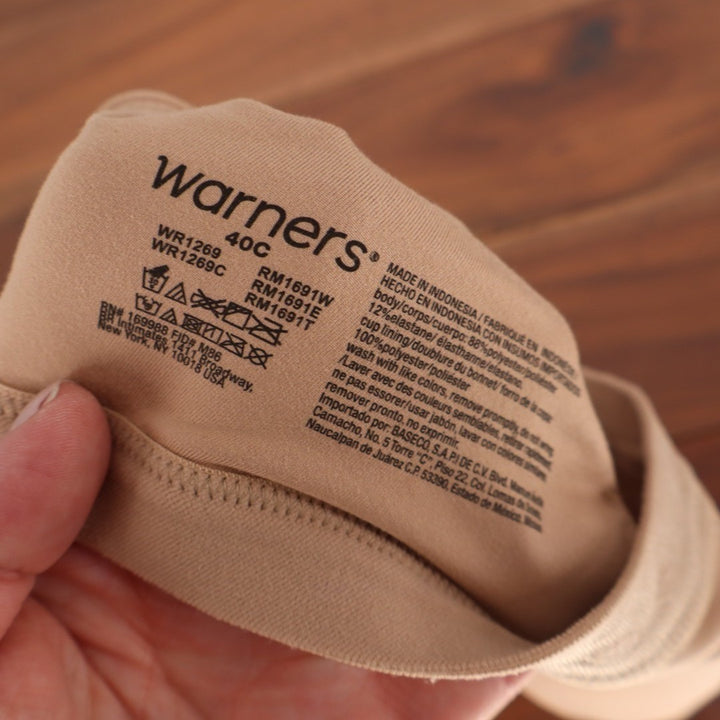 Warners Cloud 9 Super Soft Wireless Lightly Lined Bra Womens 40C Nude Stretch
