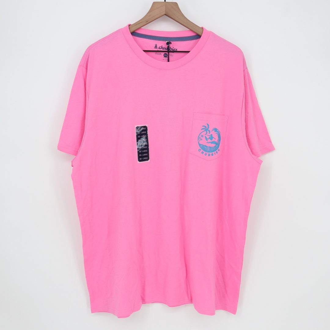 Chubbies Mens The Surfer Pocket Graphic T-Shirt Pink XXL NWT