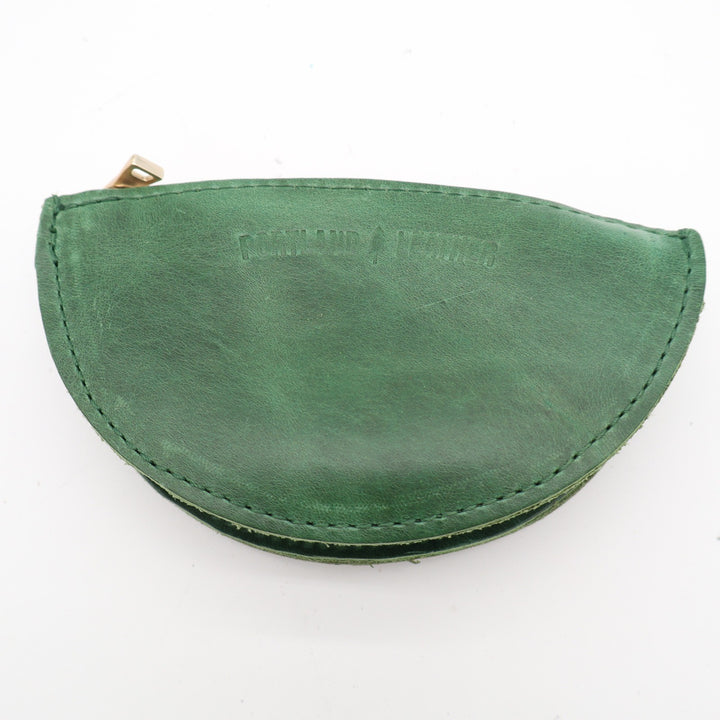 Portland Leather Goods Emerald Green Leather Half Moon Coin Pouch Zip Wallet