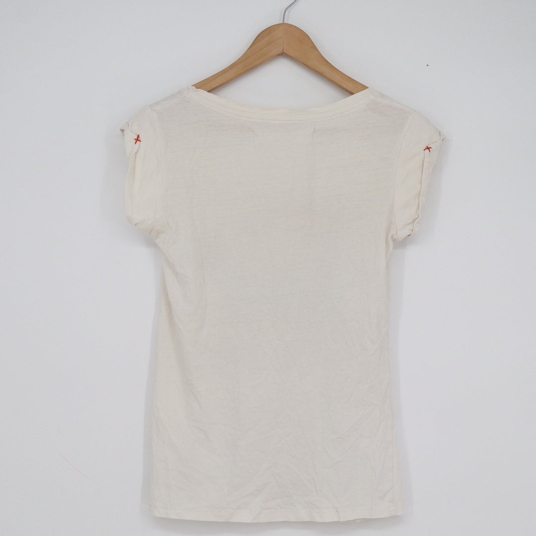 Bershka BSK Panda Mohawk First Love Travel Graphic Tee Cream Size L