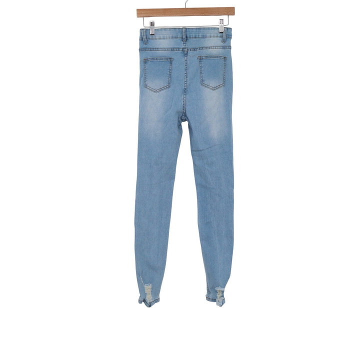 SHEIN Womens Distressed Skinny Jeans Light Wash Ripped High Rise Size 6 12130