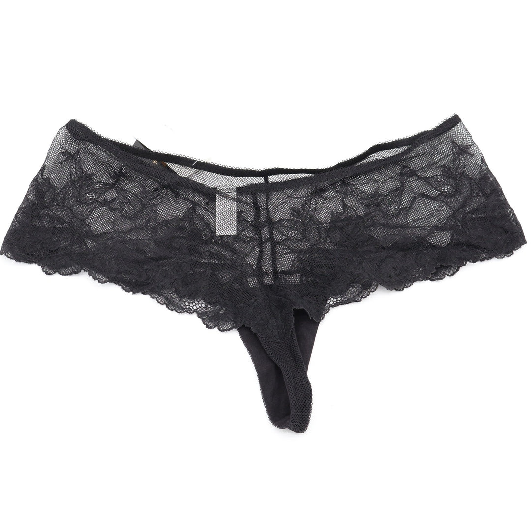 Wacoal Halo Lace Thong Black Floral Mesh Panty 845384 XL NEW