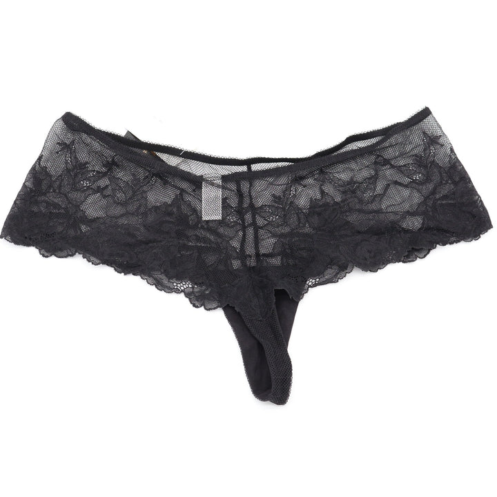 Wacoal Halo Lace Thong Black Floral Mesh Panty 845384 XL NEW
