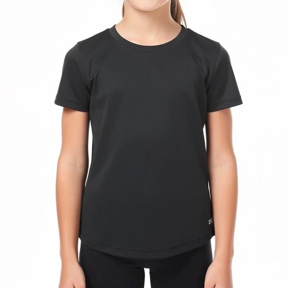 DSG Girls Pure Black Movement Tee Short Sleeve Athletic Shirt XS 6-7 CKP4271CN