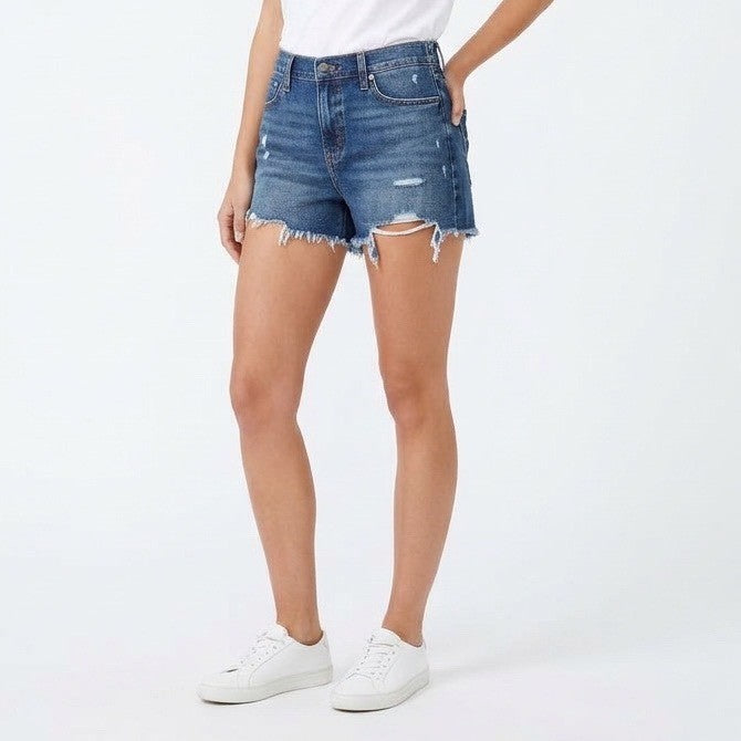 Aerie Daydream Cut-Off Shorts Womens Medium Blue Denim Cotton Distressed Raw Hem