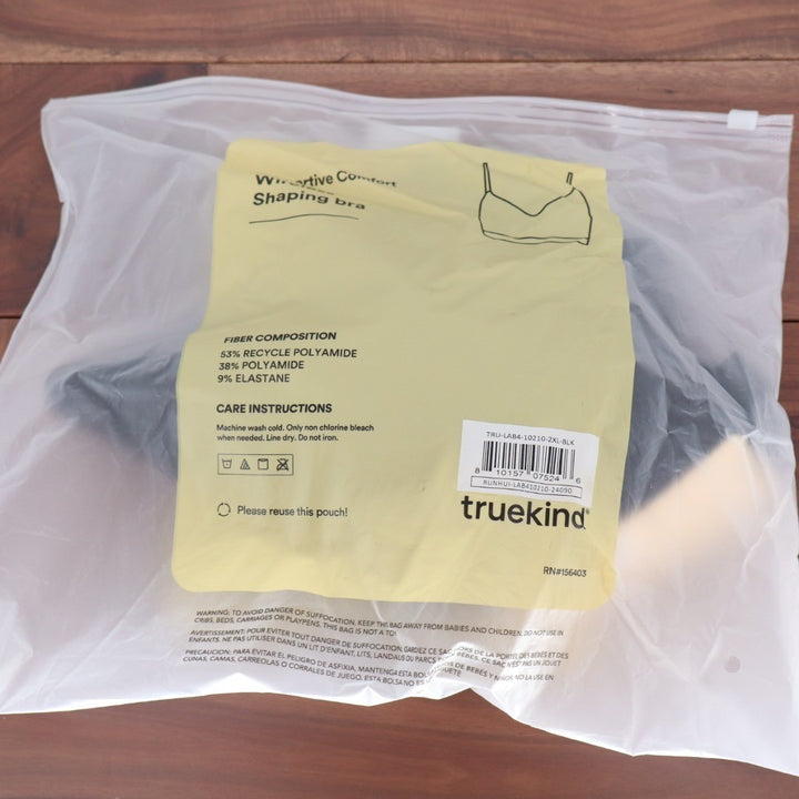 Truekind Supportive Comfort Wireless Shaping Bra 2XL Black Stretch Seamless