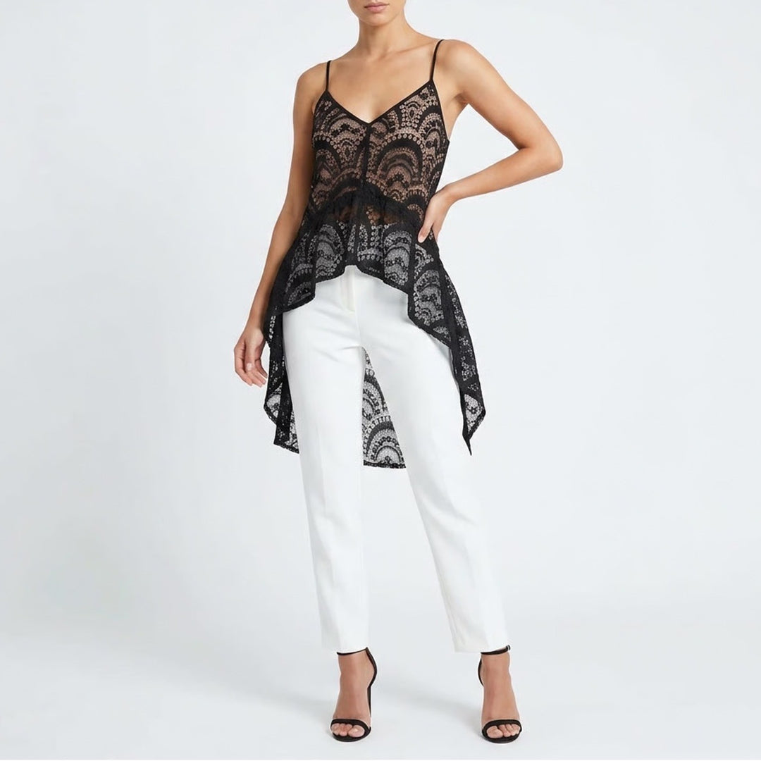 Current Air Los Angeles Black Lace High Low Camisole Top Womens Small