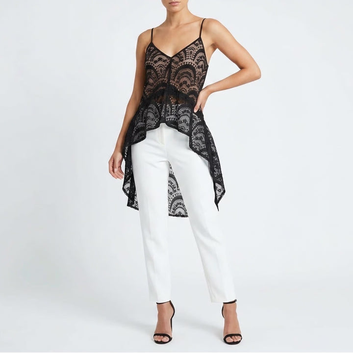 Current Air Los Angeles Black Lace High Low Camisole Top Womens Small