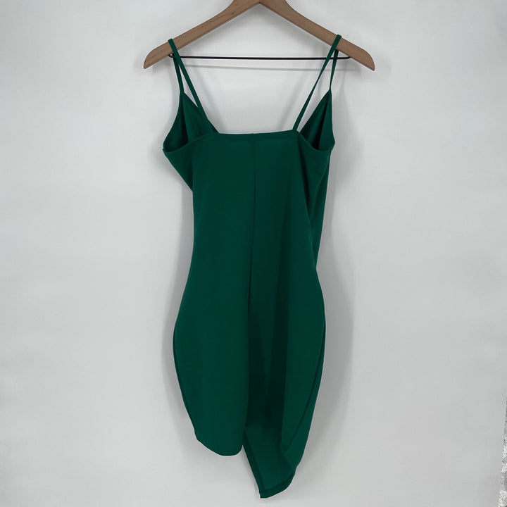 Windsor Emerald Green Ruched Wrap Bodycon Mini Dress Spaghetti Straps Size S