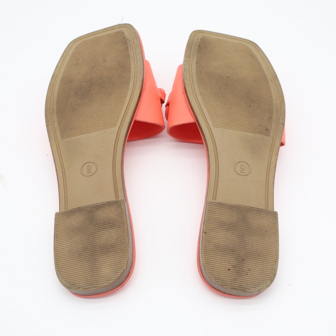 A New Day Womens Square Toe Chunky Chain Slide Sandals Coral Orange Size 9