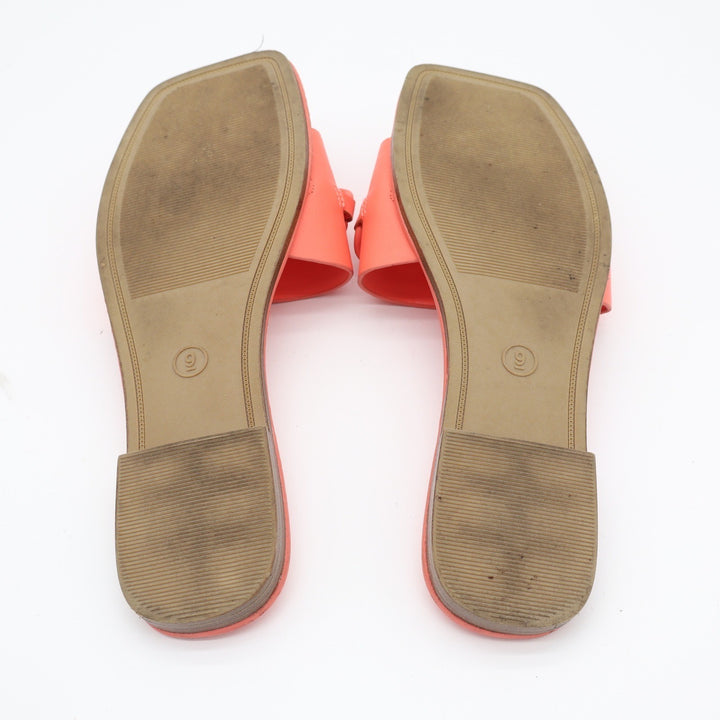 A New Day Womens Square Toe Chunky Chain Slide Sandals Coral Orange Size 9