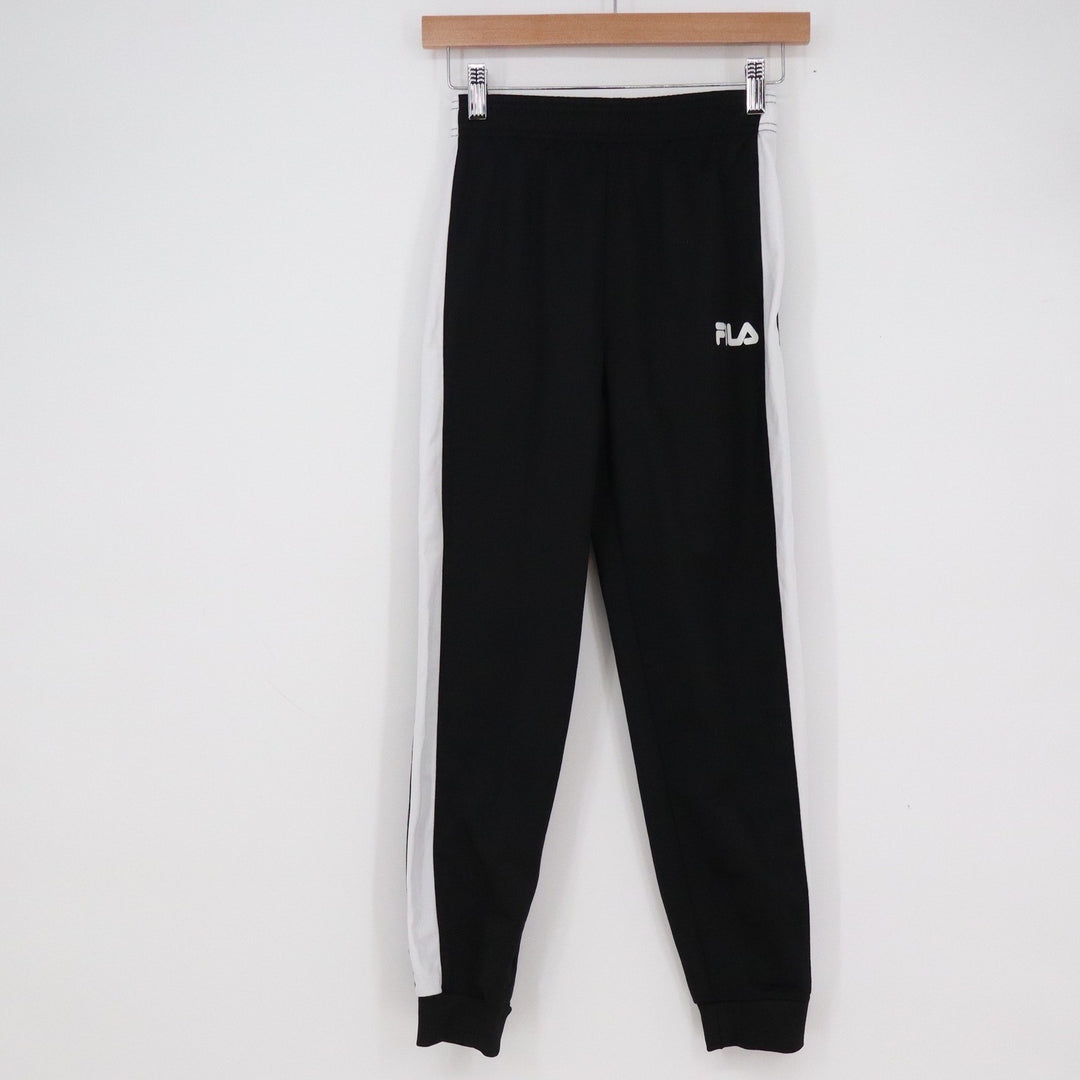 Fila Boys Black White Side Stripe Track Pants Joggers Size M 10