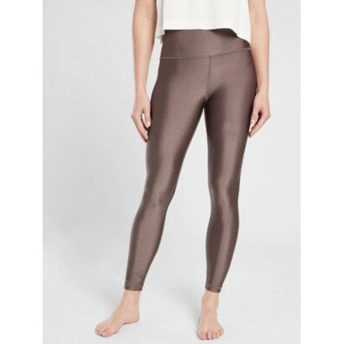 Athleta Elation Shine Tight Leggings Women Medium Brown Stretch Nylon High Waist