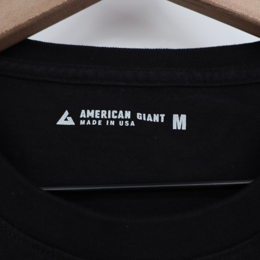 American Giant Mens Black Cotton Tee Size M Made in USA Short Sleeve Basic Tee