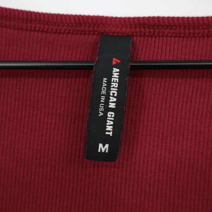 American Giant Luxe Rib Cardigan Sweater Womens M Red Cotton Stretch Square Neck
