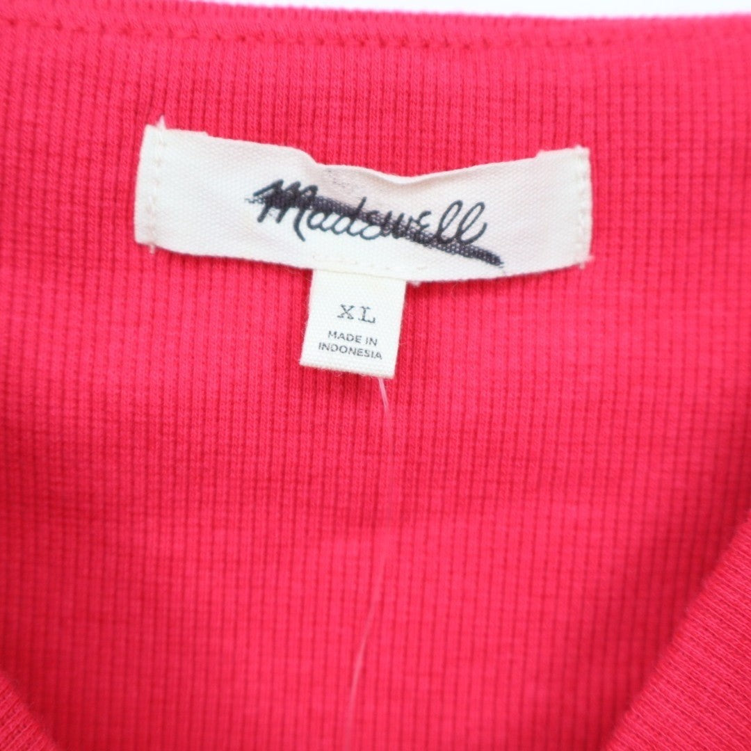 Madewell Tank Top Women's XL Red Cotton Stretch Square Neck Spaghetti Strap