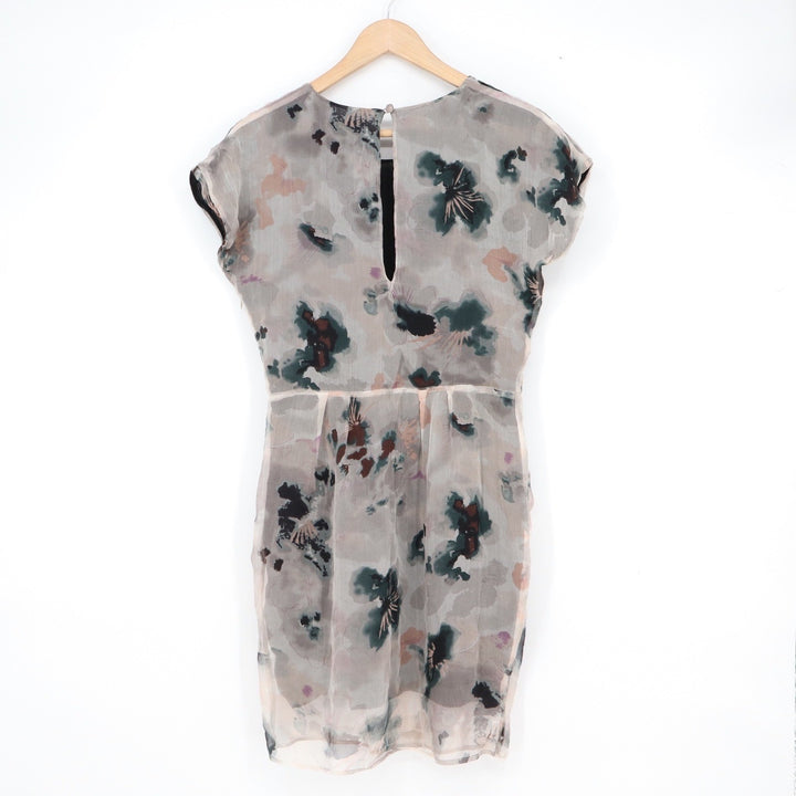 Pop CPH Silk Watercolor Floral Cap Sleeve Mini Dress Grey Small