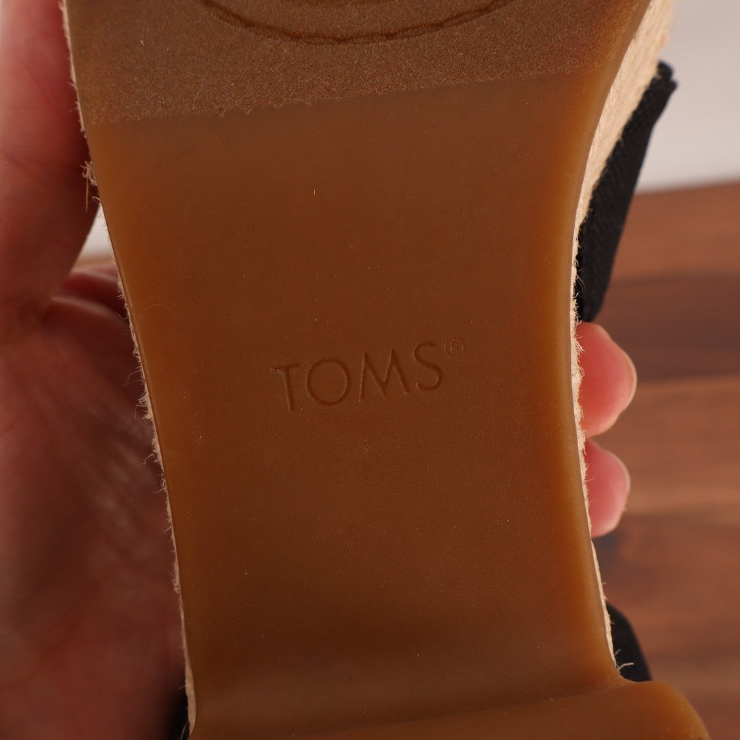 Toms Kiki Strappy Womens US 9 Black Ankle Strap Block Heel Espadrille Sandals