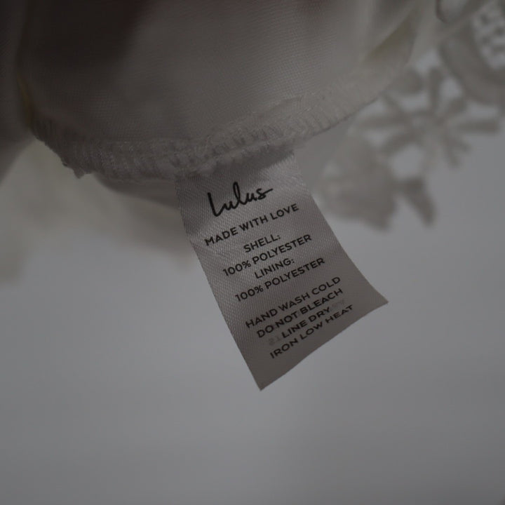 Lulus Love Poem Lace Sheath Mini Dress Women XS Cream Floral Crochet Halter Neck