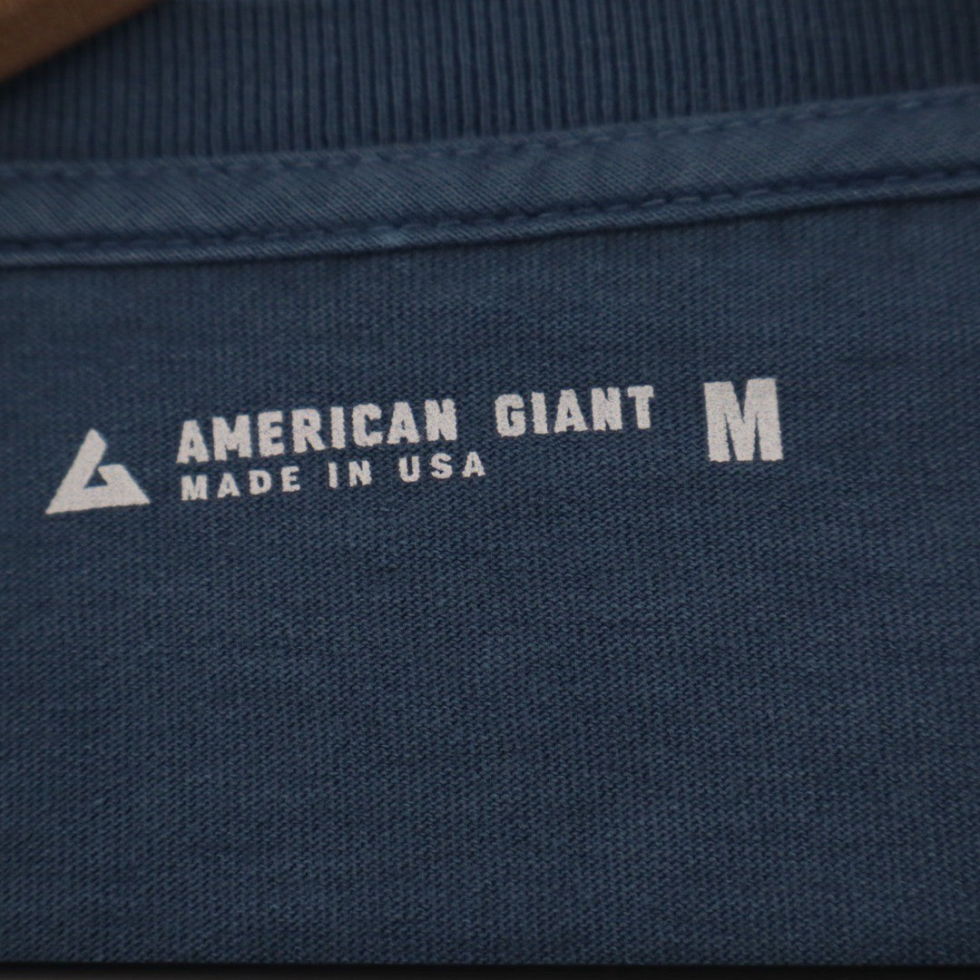American Giant Classic Crew Neck T Shirt Blue Cotton Made in USA Mens Size M