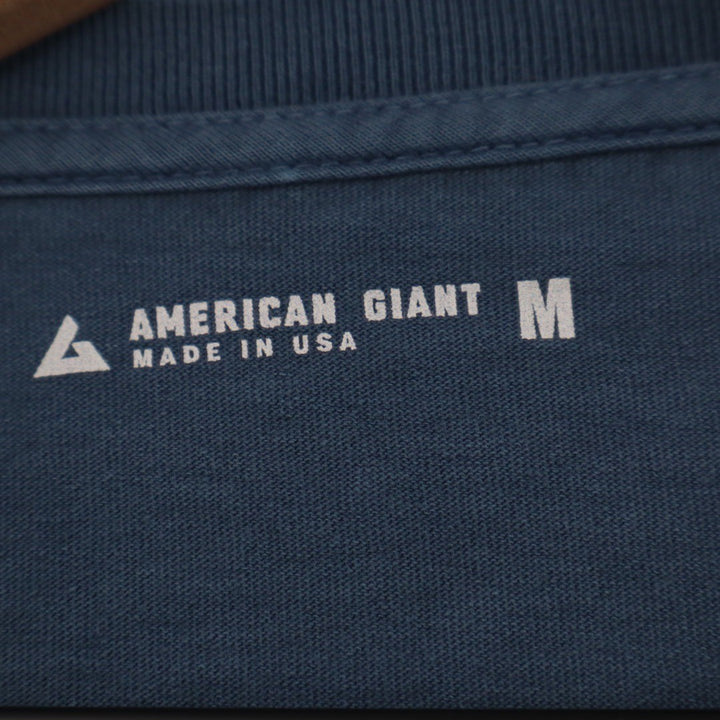 American Giant Classic Crew Neck T Shirt Blue Cotton Made in USA Mens Size M