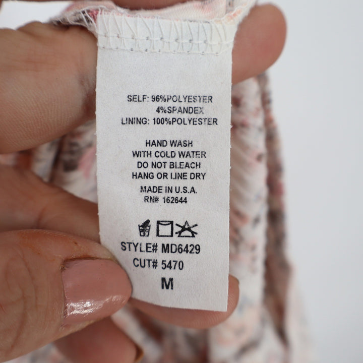 Mistyrose Floral Halter Midi Dress Pink Orange Ribbed Cowl Back M