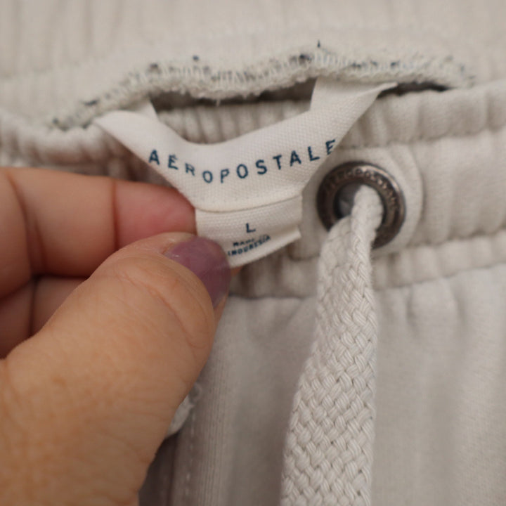 Aeropostale Mens Jogger Sweatpants Cream Beige Cotton Blend Size L