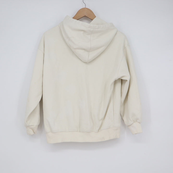 Cream Heart Graphic Pullover Hoodie Sweatshirt Pink Hearts Size M