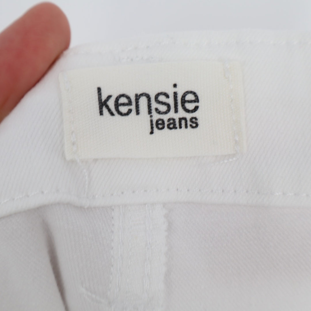 Kensie Jeans Womens 4/27 Tall White Denim Cotton Stretch Raw Hem Straight Leg