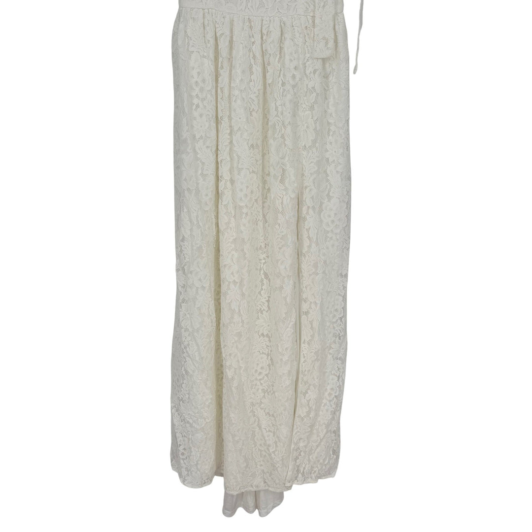 Lulus Radiant Romance White Lace Tie-Strap Maxi Dress Size XS
