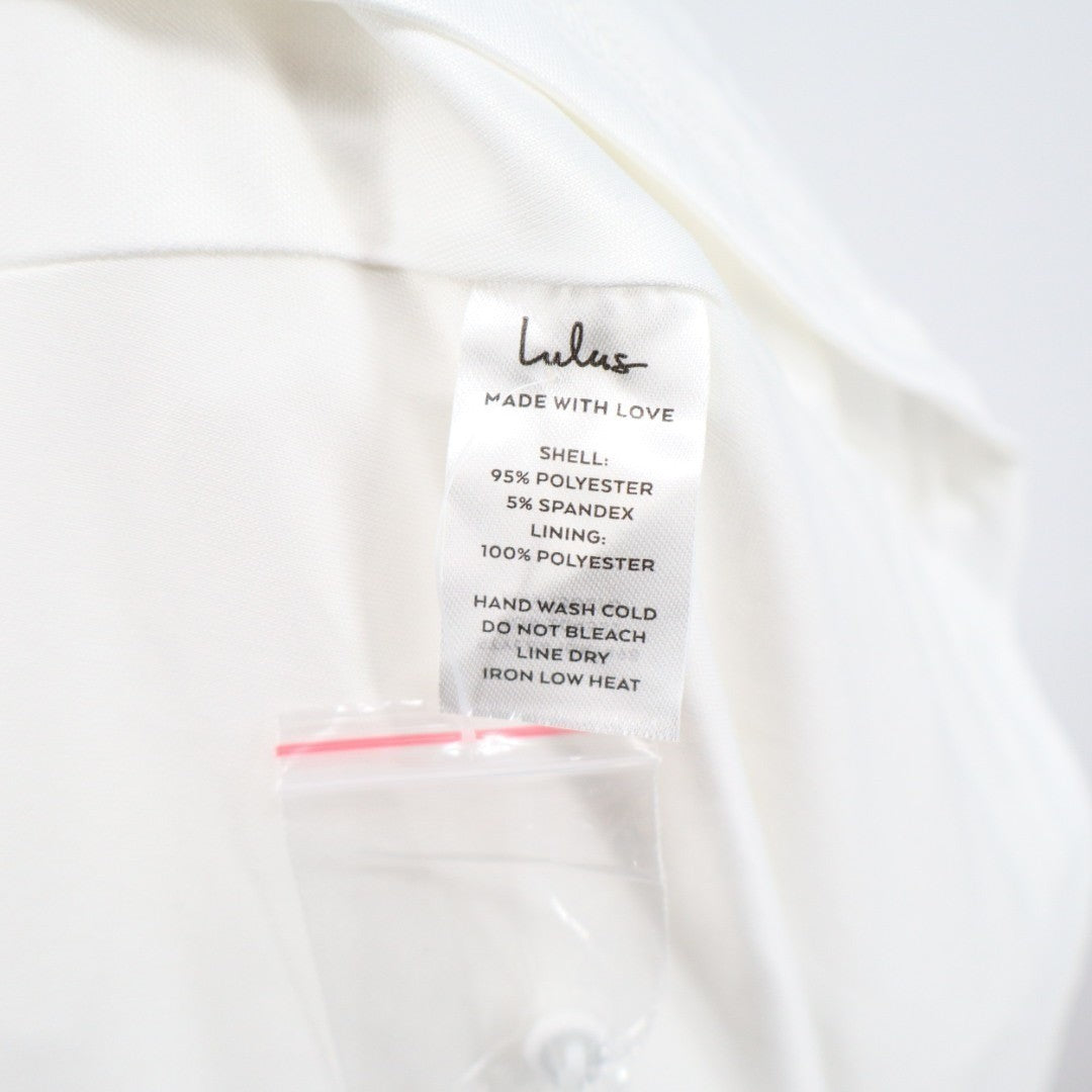 Lulus Arienne Dress Womens XL White Stretch Off-the-Shoulder Mermaid Back Zip