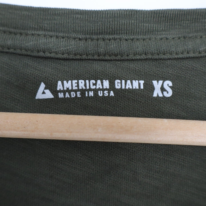 American Giant Classic T-Shirt Womens XS Olive Green Cotton Short Sleeve V-Neck
