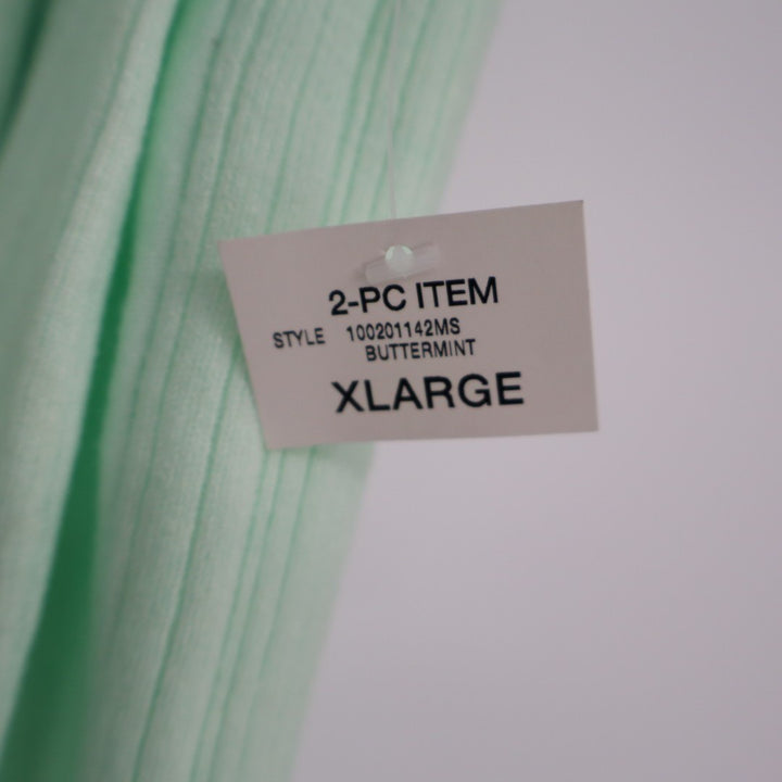 State of Day Intimates Pajama Pants Womens XL Butter Mint Green Ribbed Knit