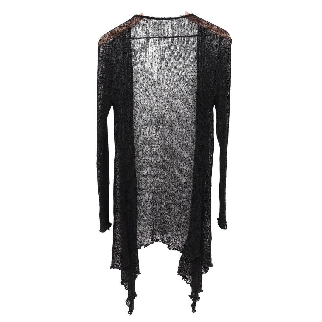 Shrug Sweater Womens Black Crochet Knitted Long Sleeve Versatile Open Front