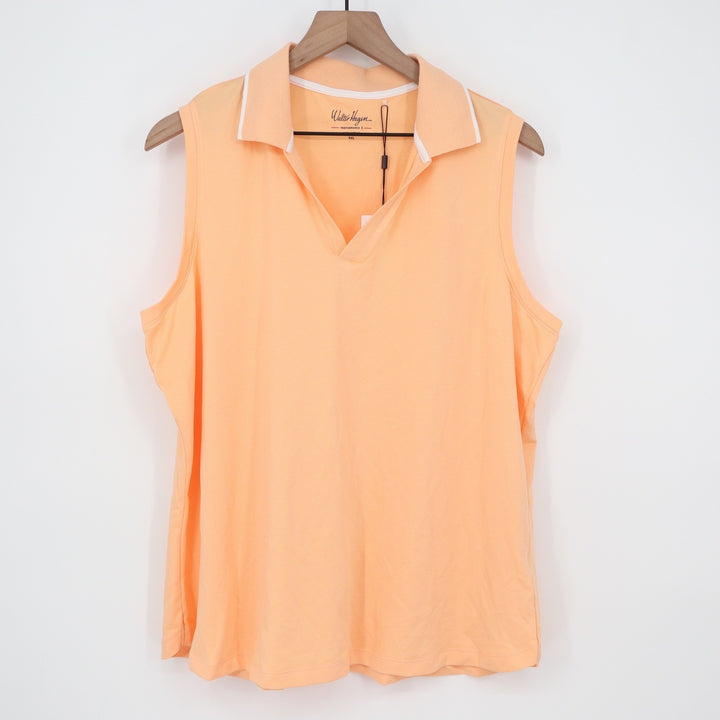 Walter Hagen P11 Sleeveless Johnny Golf Polo Peach Fuzz Womens XXL NEW