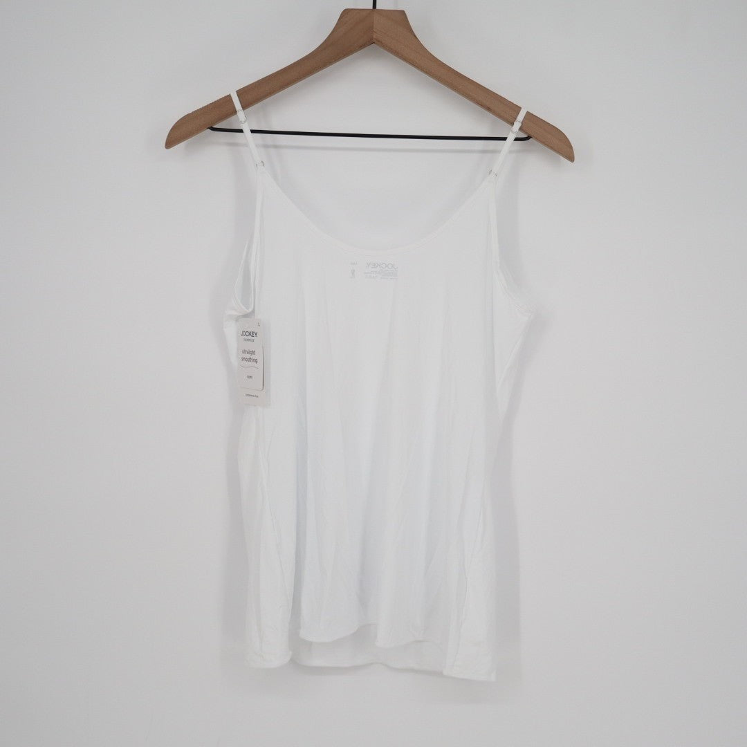 Jockey Luxe Camisole Womens Large White Ultralight Smoothing Adjustable Straps
