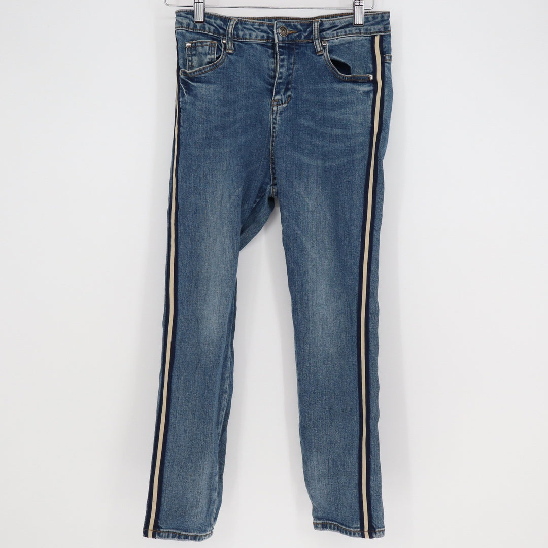 Feng Yun Womens Medium Wash Skinny Jeans Blue Side Stripe Size S