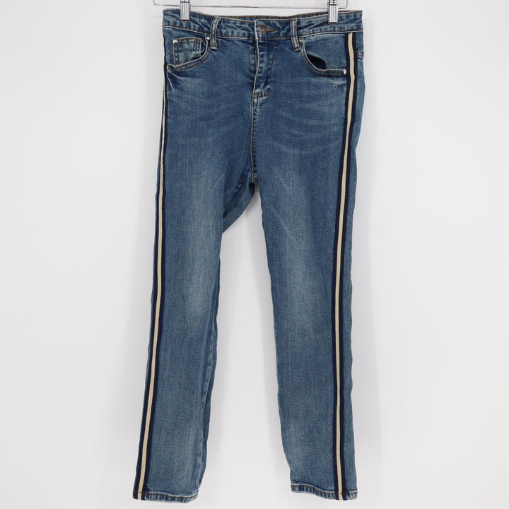 Feng Yun Womens Medium Wash Skinny Jeans Blue Side Stripe Size S