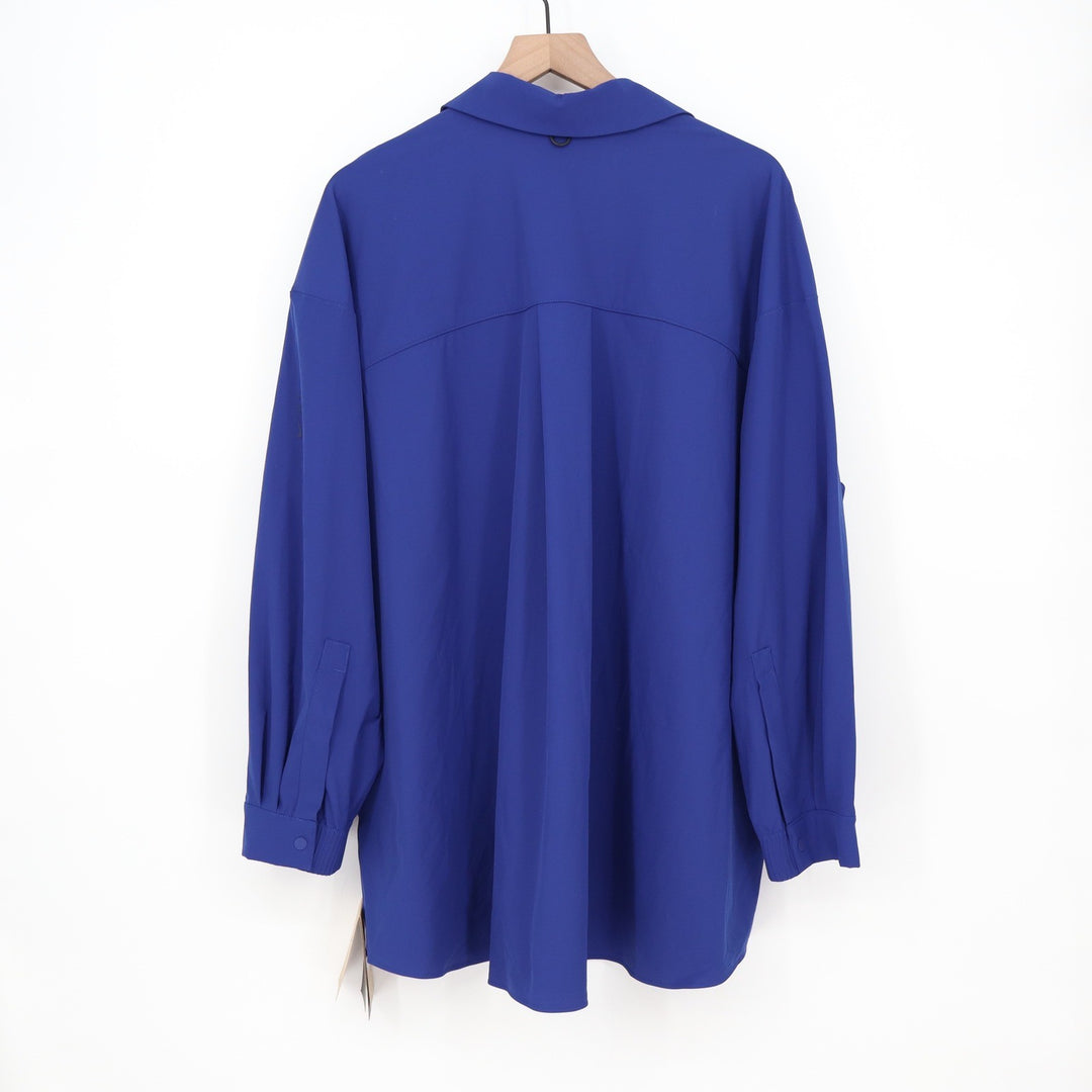 Nike 24.7 Womens Dri-FIT Long Sleeve Snap Button Up Top Blue XL NWT