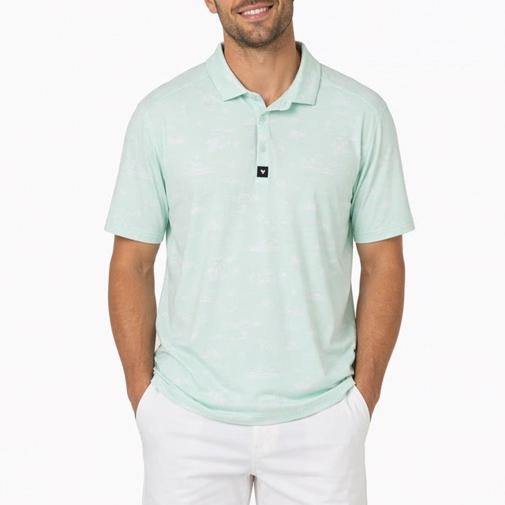 Bad Birdie Mens The Southwest Loop Golf Polo Mint Green XXL