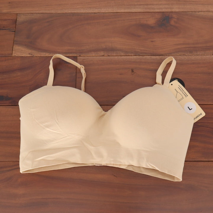 Truekind Supportive Comfort Wireless Shaping Bra Womens Large Beige Stretch