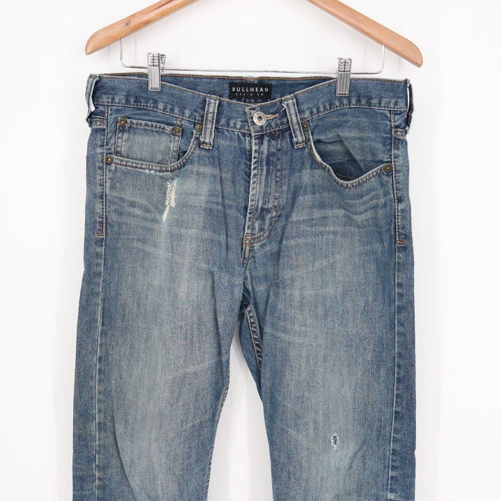 Bullhead Denim Co. Straight Jeans Mens 32x34 Blue Medium Wash Cotton Whiskered